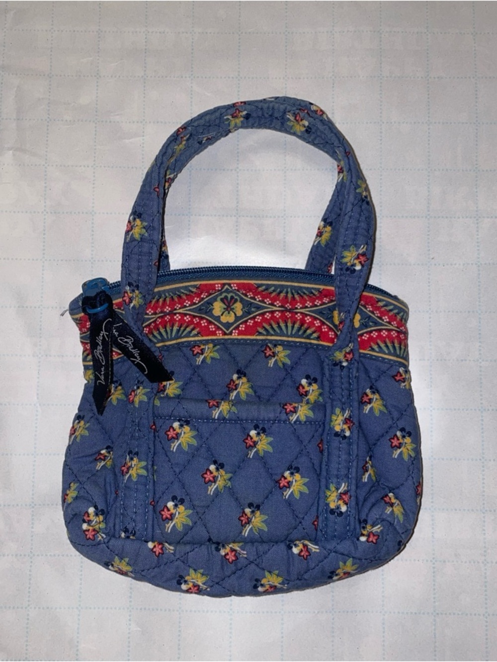 Vera Bradley Betsy Blue Quilted Mini tote purse Emily pattern Retired GUC